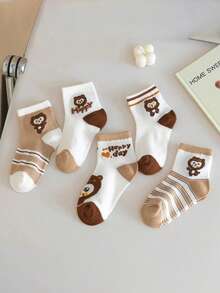 10 Pairs Random Kids Socks, Summer Thin Breathable Mesh Cartoon Short Socks, Boys Girls