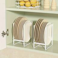 1 pieza Estante de almacenamiento de plato, tazón y plato de metal blanco, escurreplatos, organizador de platos de cocina, para encimera y gabinete