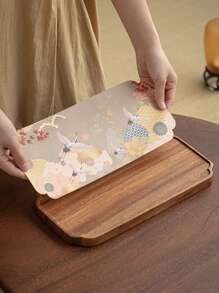 1 pièce Plateau à thé en bois avec siège pour thé. Convient pour le café, le lait, le petit-déjeuner, le goûter. Petit plateau de thé Kung Fu. Rentrée scolaire