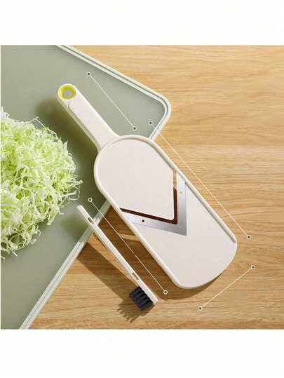 قطاعة وفرّامة خضروات من الفولاذ المقاوم للصدأ قطعة واحدة، قطاعة خضروات وفاكهة متعددة الوظائف من البلاستيك ، لتقطيع الملفوف والبصل وما إلى ذلك، شفرة مستقيمة لتقطيع الطعام يدويًا، أداة مطبخ متينة