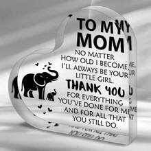 1 pieza (aproximadamente 8 cm L X 8 cm A X 1 cm A) Placa acrílica "Amor de mamá", un regalo reflexivo para hija e hijo, decoración sentimental para el hogar - ideal para Navidad, cumpleaños y Día de la Madre - de parte de esposos con cálido agradecimiento, placa decorativa con cristal con forma de corazón, regalo del Día de la Madre para mamá, regalo conmemorativo, decoración de escritorio de cristal