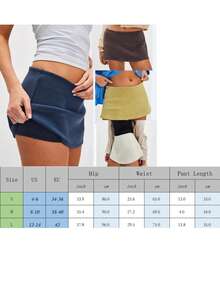 Women's Short Mini Skorts Casual Solid Low Rise Slim Fit A-Line Short Skirt For All Seasons - Black - View 5