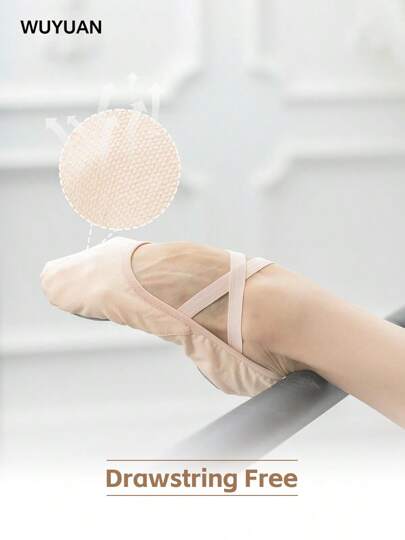 Drawstring Free Canvas Professional Ballet Shoes