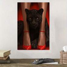 1/3 件套复古迪斯科拼贴画带框、无框墙面艺术 - 红色豹纹嘴唇和复古心形帆布装饰，带有大胆黑/白色点缀的装饰艺术风格海报，室内/室外可用于客厅、卧室、办公室、农舍、音乐室装饰 - 彩色 - 查看 12