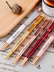 Personalized Engraved Glitter Pen, Custom Flow Sand Ballpoint Pen, Female Stationery Gift, Office Accessories, Writing Tool.Return To School,For School Supplies,Back To School,Office & School Supplies,Xmas Decoration,Smooth Writing Pen
