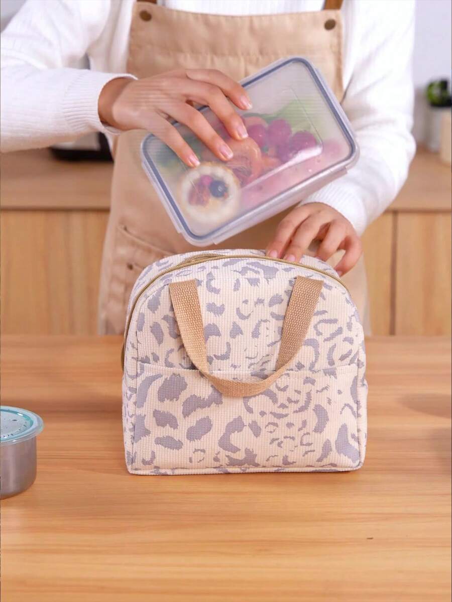 1pc New Ink Pattern Insulation Bag, Lunch Bag, Lunch Box Bag, Outdoor Travel Cooler Bag Picnic Bag, Lunch Bag, Camping And Hiking Essentials - Multicolor - View 1