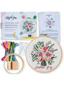Elly & Grace Christian Embroidery Kit With Embroidery Hoop, Easy Embroidery Kit For Beginners And Adults, Full Embroidery Hoop Kit With Needles And Thread Included (Choose Joy) - Choose Joy - View 6
