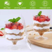 36/20/10 Pcs Transparent Dessert Cups (With Spoons), 5oz Pudding Cups, Appetizer, Mousse, Tiramisu, Ice Cream, Yogurt, Snow Cone Cups - Great For Birthday Party, Wedding, Baby Shower, Catering, Cocktail, Buffet, Graduation, Holiday Event