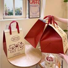 1pc/Disposable Cake Insulated Bag, Takeaway Bag, Non-Woven Fabric Thickened, Birthday Package, 6 Inches 8 Inches