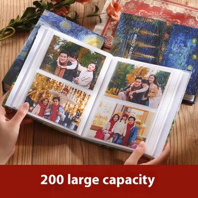 5/6/7英寸覆膜相册，100/200页，油画封面，复古风格，成长记录册，父母回忆录，家庭相册，宝宝纪念册，复古相册，油画封面相册，插页相册，覆膜相册，大容量相册，照片收纳册，节日礼物，生日礼物