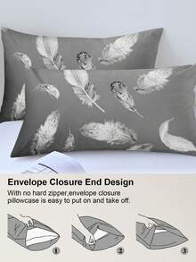 3pcs Feather Pattern Duvet Cover Set (1 Duvet Cover And 2 Pillow Shams), Soft And Skin-Friendly, Suitable For All Seasons - Multicolor - View 8