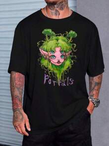 Basic Graphic T-Shirt Portals Rock Band Unisex Martinez - 黑色 - 查看 1