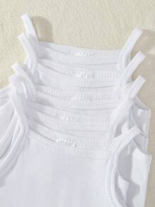 Set de 5 piezas de mamelucos para bebés, monos lindos blancos para bebé/niña con tirantes