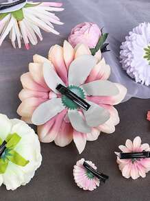 21pcs Flower Hair Clips Set, Boho 3D Rose Floral Hair Clips, Suitable For Cute Girls Daily Wear Or Wedding Bride Party Headpiece, Romantic Gift For Women/Girls, Purple & Pink, Valentine's Day Party Hair Accessories Claw Clips Hair Claws Hair Barrettes