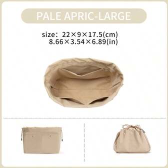 Pale Apricot, Suitable For Bucket Bag, The Inner Bag, The Mini Bag, The Middle Bag, The Storage Lining Bag, The Double Drawstring Nylon Waterproof Bag, Large Capacity Accessories For Bags, Picotin 15/18/22 Bag Insert, Bags Organizer, Purse Organizer Insert, Lightweight And Soft Touch Bag-In-Bag
