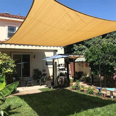 Gelber Sonnenschattenstoff, haltbarer Sonnenschutz, Outdoor Sonnenschutzgewebe mit Ösen, Stoff-Sonnenschutzhülle, hitzebeständig für Villa, Pool, Pavillon, Garten, Pflanzenparkplatz, Scheune, Weihnachtsgeschenk
