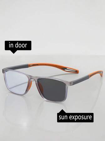 Fyrkantiga sportbågar för män och kvinnor, lätta, halkfria och moderiktiga glasögon, fotokromatiska, inomhus- och utomhusbruk, bilkörning, fiske, vandring, cykling, löpning, golf, vardagsbruk, lämpliga för sommar, strandsemester, utomhussporter, fest, självkörning, fiske, cykling, shopping och fototillbehör