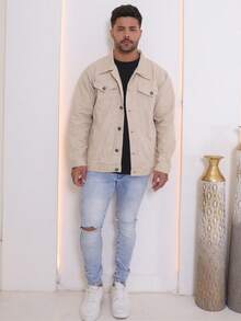 Men's Denim Jacket Men's Denim Jacket With Pockets - 奶油色 - 查看 3