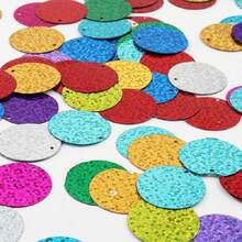 90pcs (20g) 25mm PVC Flat Round Loose Sequins With 1 Side Hole 2.5CM Sequin Paillettes Sewing Wedding Craft Accessories DIY Pendant Sequin Trim - Multicolor - View 3