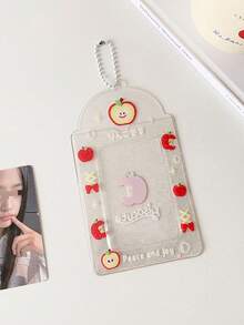 INS Transparent Four-Leaf Clover Short Card Holder With Glitter Fruit Cartoon Design, Student ID Card Pouch - Multicolor - View 13