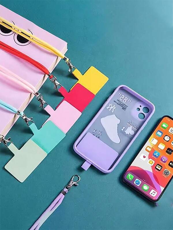 New Adjustable Phone Lanyard, Detachable Neck Cord Strap With Carabiner, Compatible Pendant & Card Holder, Casual Colors