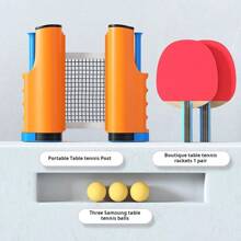 FBSPORT Ping Pong Paddle Set, Portable Table Tennis Set With Retractable Net, Rackets, Balls And Carry Bag For Indoor/Outdoor Games (The English Letters On The Ping Pong Paddles Are Screen Printed And There May Be Slight Black Blemishes. Paddles With Or Without English Letters Will Be Randomly Shipped)