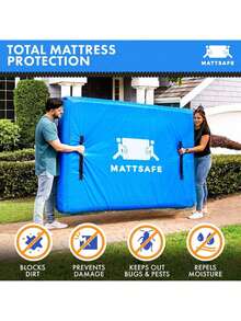 Mattress Bags For Moving And Storage (Queen) Heavy Duty Moving Supplies, 8 Sturdy Handles, Strong Zipper, Mattress Cover Queen Size Bed Bags, Storage Cover Essentials Packing Protector - Blue - View 8