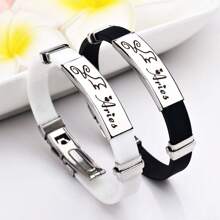 1pc Fashion Stainless Steel 12 Zodiac Signs Leather Bracelet Suitable For Men Everyday Wear