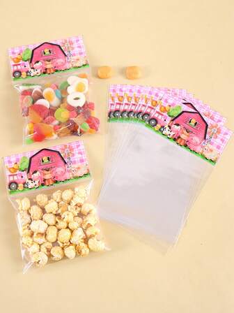 30/50 件农场主题礼品袋，可重复密封的礼品包装，带粘合条 - 可爱的驴牛猪图案，农场动物生日派对用品装饰品，非常适合文具、珠宝、烘焙