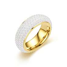 1 Stück Mode 5-Reihen geschwungener Perlen Keramik Edelstahl Ring, vielseitig für Paar im Alltag & Festivalmode, Geschenkring