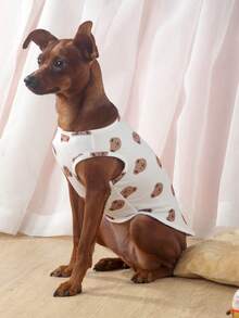 1pc Summer Lightweight Dog Shirt, Cute Bear Heart Design, Sweet Home Apparel For Small Breed Dogs Such As Pomeranian, Yorkie - White - View 7