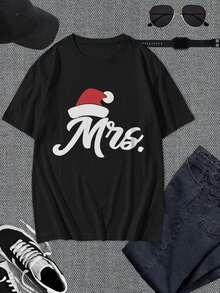 Camisetas de Pareja Navideñas a Juego - Pijamas Festivos - Regalo de Navidad para Marido y Mujer - Camisetas Juveniles Cómodas y Monas Festivas - ¡Compra Ahora! - Negro - Ver 1