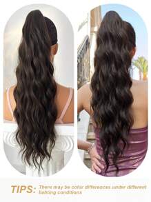 Claw Ponytail Extension Hair Brown Color 26 Inch Long Water Wave Heat Resistant Fiber Synthetic Ponytail Hairpiece For Girl Women Daily Used