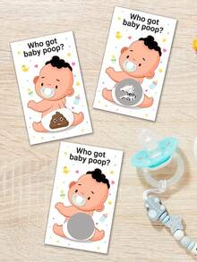 40 piezas - Juego de rascar 'Hacer caca' para baby shower de niño, juego divertido fácil de jugar, idea divertida, actividad para romper el hielo. Tarjetas de rifa, chupete azul - Multicolor - Ver 10