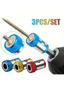 1/3pcs Magnetic Bit Holder Set - Non-Slip Alloy Electric Magnetic Ring Screwdriver Bits With Strong Magnet Rings For Phillips Bits - Multicolor - View 3