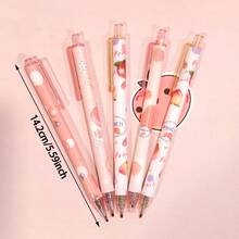 6/10/20支/套随机可爱卡通桃子凝胶笔，可伸缩中性笔适合学生和办公室返校