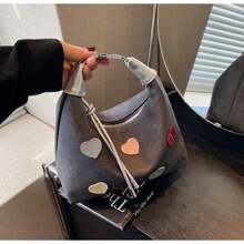 2025 Spring Casual Sweet Pastel Heart Pattern Ladies Shoulder Crossbody Underarm Bag - A Beige - View 5