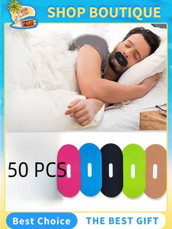 50PCS Breathable And Comfortable Anti-Snoring Tape, Help You Sleep Peacefully, Microporous Tape With Breathing Holes - Breathable Tape For Men And Women, High-Quality Tape - Painless Removal, Hypoallergenic, Latex-Free, Skin-Friendly And Comfortable, Strong Shaping, Painless Removal