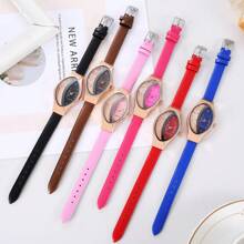 1pc Fashion Half-Lined Crystal Pave Rolling Ball Quartz Watch For Women