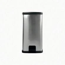 13.2 Gallon Trash Can, Plastic Rectangular Stepped Kitchen Trash Can, Silver