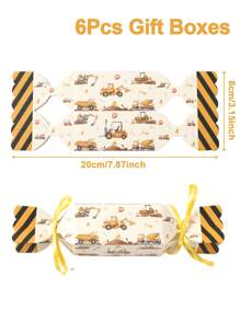 6 pièces Boîte-cadeau thème Licorne/Papillon rose violet/Jungle, boîte à bonbons en forme d'oreiller, décorations d'anniversaire, boîte de faveur de fête, boîte d'emballage-cadeau, boîte à gâteaux, boîte de biscuits au chocolat, thème véhicule d'ingénierie/petit éléphant/sirène, fournitures de fête de mariage, cadeaux de baby shower, cadeaux pour invités, emballage cadeau