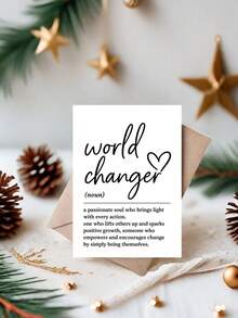 1 张带信封的励志贺卡 - 励志“世界改变者”名言设计，适合女性、朋友、同事、老师 - 令人振奋的空白内页卡片，用于欣赏、赋权、鼓励 - 彩色 - 查看 10