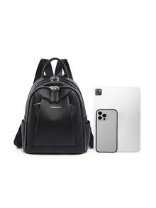 LECEY Women's Large Capacity Daily Commute Backpack, Minimalist Design, School Backpack - Black - View 5