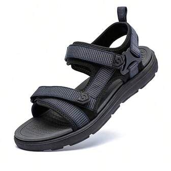 Men's Open Toe Breathable Sandals, Plus Size Summer Outdoor Casual Vacation Beach Athletic Hiking Shoes