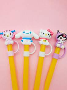 Sanrio 1 pezzo Coperchio in silicone kawaii a forma di personaggi della serie Sanrio Hello Kitty, My Melody, Kuromi, Cinnamoroll per tazze e bicchieri con cannucce, accessori, articoli per la scuola