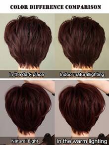 7JHH WIGS 10 Inch Black Purple Short Pixie Cut Wigs For Black White Women Daily Summer Wig Short Dark Red Synthetic Wig With Bangs Full Machine Wig For Daily Wear & Costumes Cosplay & Everyday Style - 中紫紅色 - 查看 7