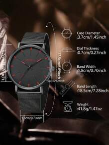 3PCS Black Business Men's Watch Set Fashion Versatile Simple Quartz Watch Bracelet Necklace Set Suitable For Daily Clothing Matching With Holiday Gifts