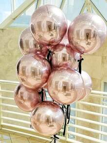 1/3/5pcs 10in/18in/32in Rose Gold 4D Effect Foil Balloons, Holographic Spherical Foil Balloons, Floatable When Filled With Helium, Suitable For Birthday Party, Bachelor Party, Engagement, Wedding, Christmas, New Year, Anniversary - 玫瑰金 - 查看 5