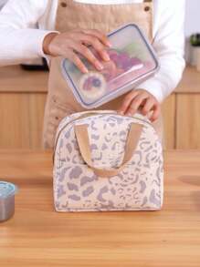 1pc Ink Painting Pattern Insulated Lunch Bag, Large Capacity Reusable Lunch Tote, Waterproof And Portable Design, Ideal For School And Office - Keep Your Food Fresh And Delicious, Bento Box Bag, Carry Bag, Kitchen Picnic