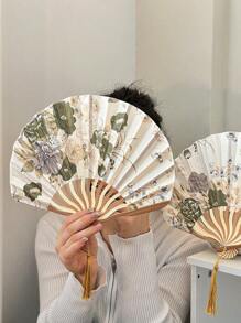 1/2Pcs Chinese Classical Folding Fans - Handheld Mother-Of-Pearl Shell Fans For Women, Traditional Cooling Accessories For Summer/Hotels/Wedding Decor, Vintage Cultural Gift Pearl Of The East Screened Chinese Landscape Art
